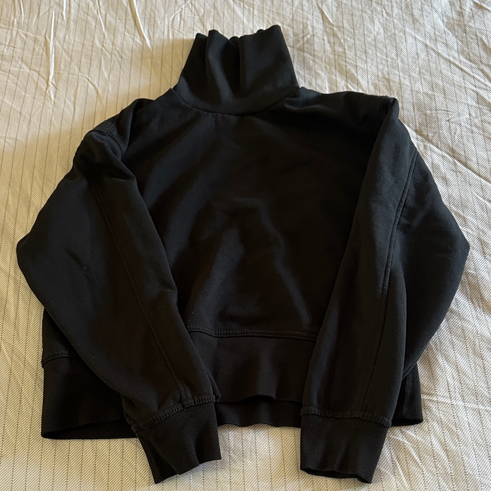 Zara Black Ribbed Turtleneck Top